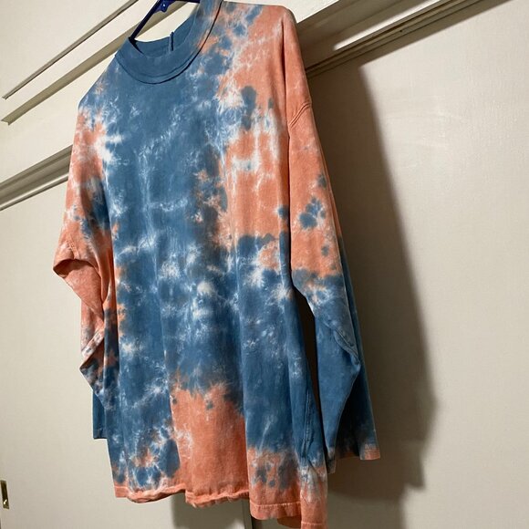 We the Free long sleeve, blue, peach & white tie dye tunic, size S - Picture 4 of 10